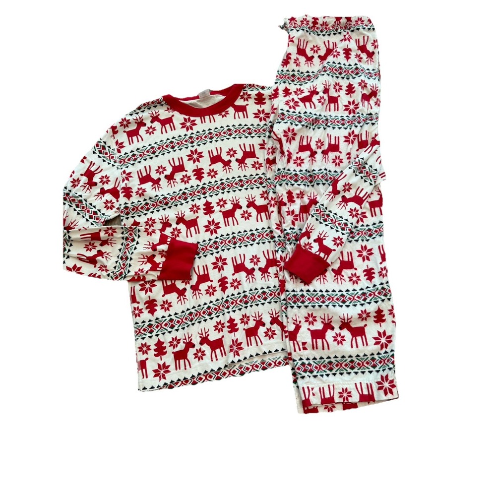 Hanna Andersson Red and White Reindeer Print Pajama Set